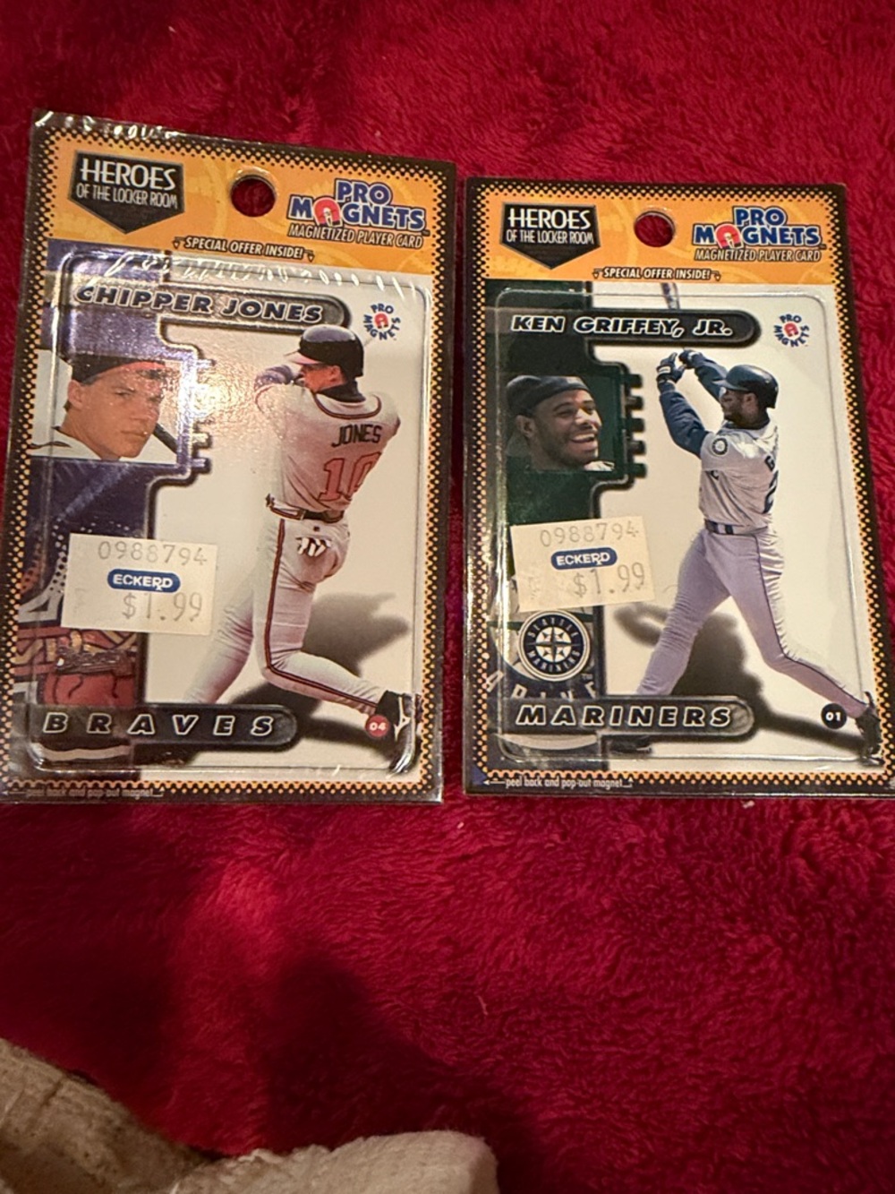 Original Baseball Pro Magnet Cards - HOF Chipper Jones, Ken Griffey Jr. C